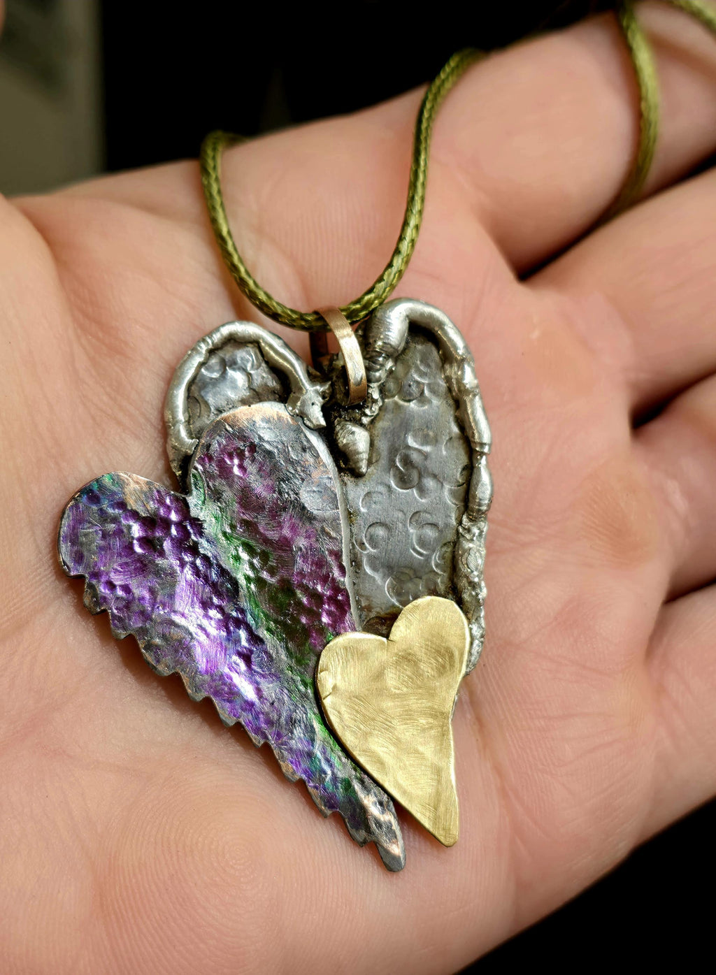 UNBROKEN Still Beating Heart Necklace – Handcrafted Mixed Metal Pendant, Warrior Jewelry, Survivor Strength Necklace