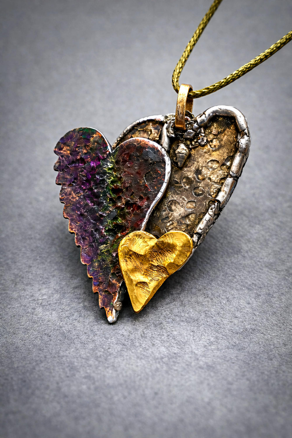 UNBROKEN Still Beating Heart Necklace – Handcrafted Mixed Metal Pendant, Warrior Jewelry, Survivor Strength Necklace