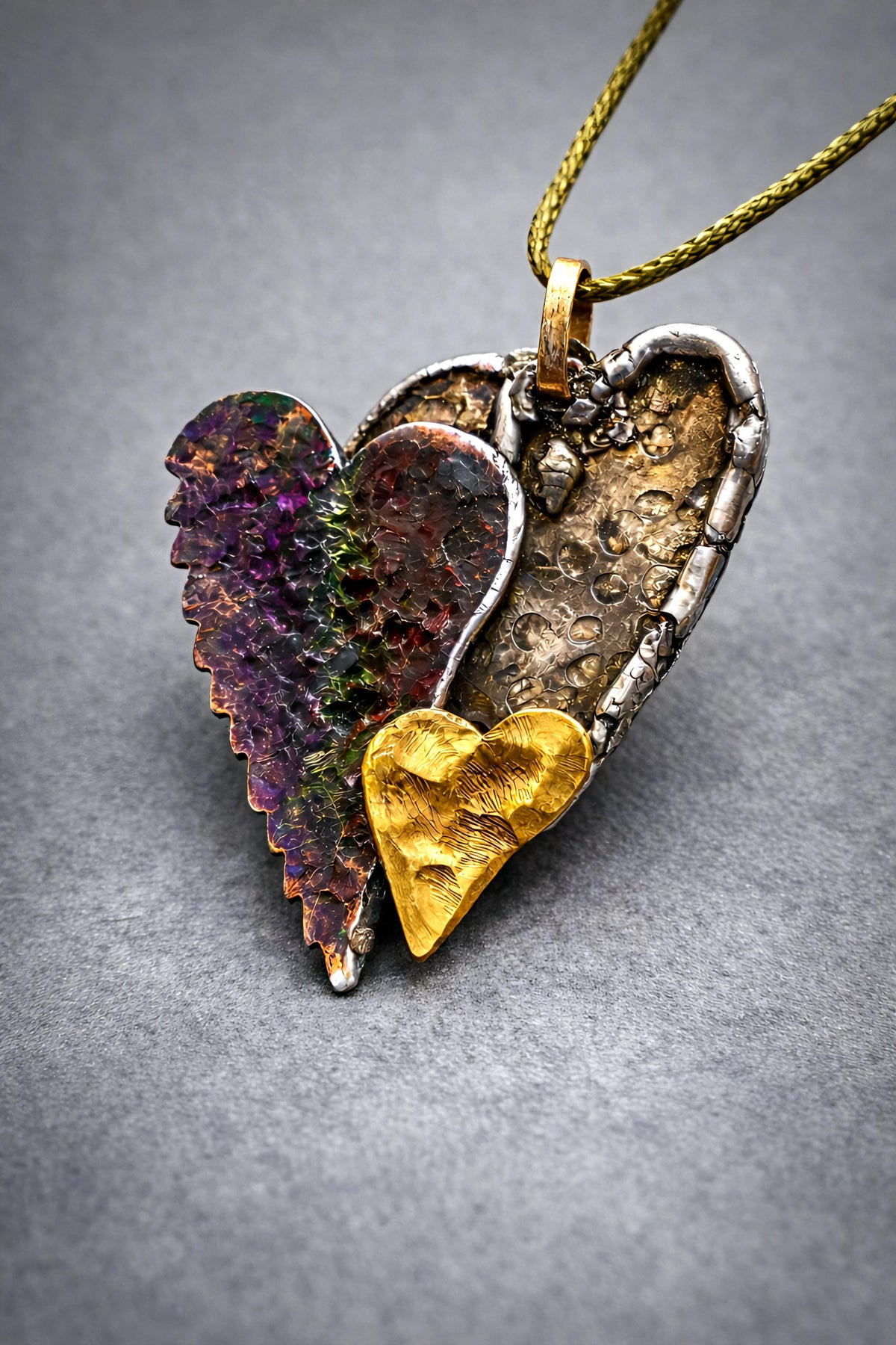 UNBROKEN Still Beating Heart Necklace – Handcrafted Mixed Metal Pendant, Warrior Jewelry, Survivor Strength Necklace