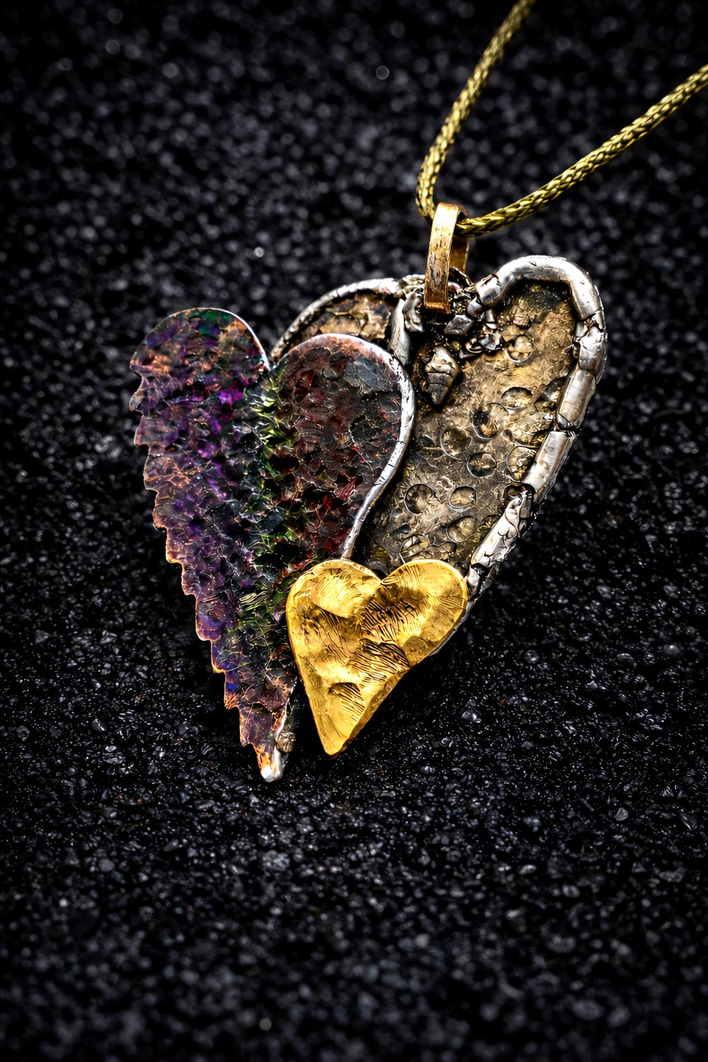 UNBROKEN Still Beating Heart Necklace – Handcrafted Mixed Metal Pendant, Warrior Jewelry, Survivor Strength Necklace