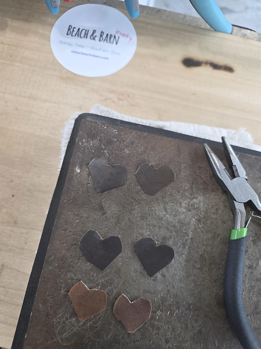 UNBROKEN – You Tried | Copper Stitched Heart Earrings, Survivor Jewelry, Broken Heart Repaired Earrings, Handcrafted Artisan Metalwork