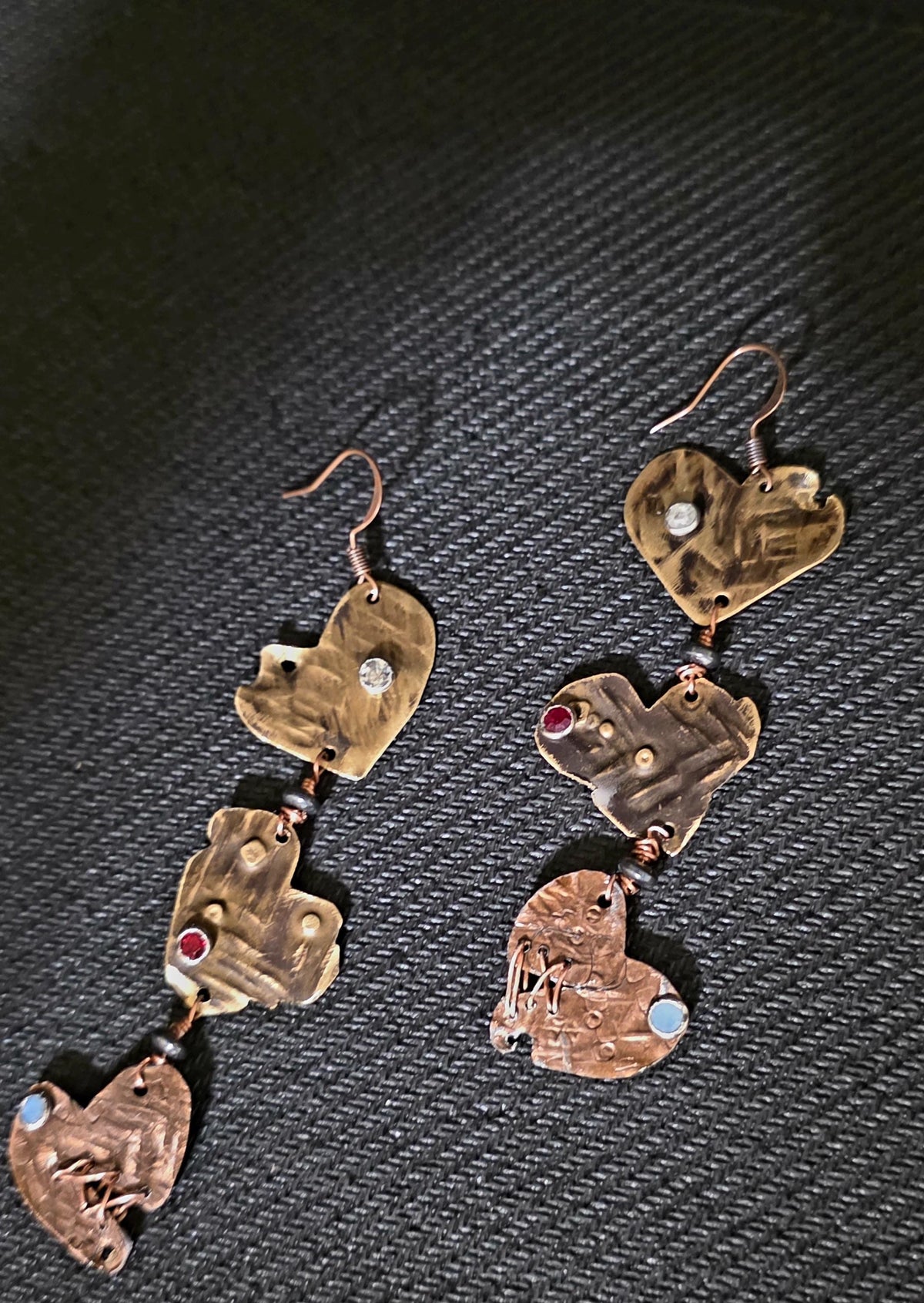 UNBROKEN – You Tried | Copper Stitched Heart Earrings, Survivor Jewelry, Broken Heart Repaired Earrings, Handcrafted Artisan Metalwork