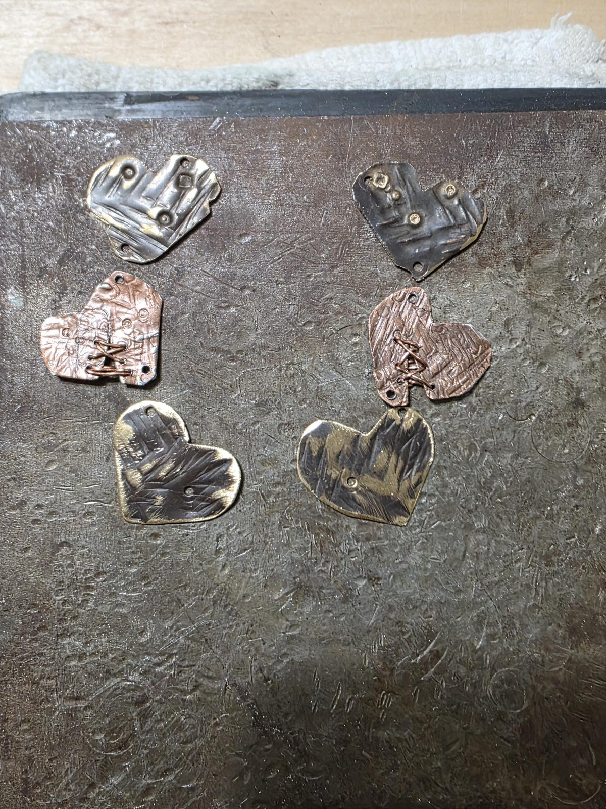 UNBROKEN – You Tried | Copper Stitched Heart Earrings, Survivor Jewelry, Broken Heart Repaired Earrings, Handcrafted Artisan Metalwork