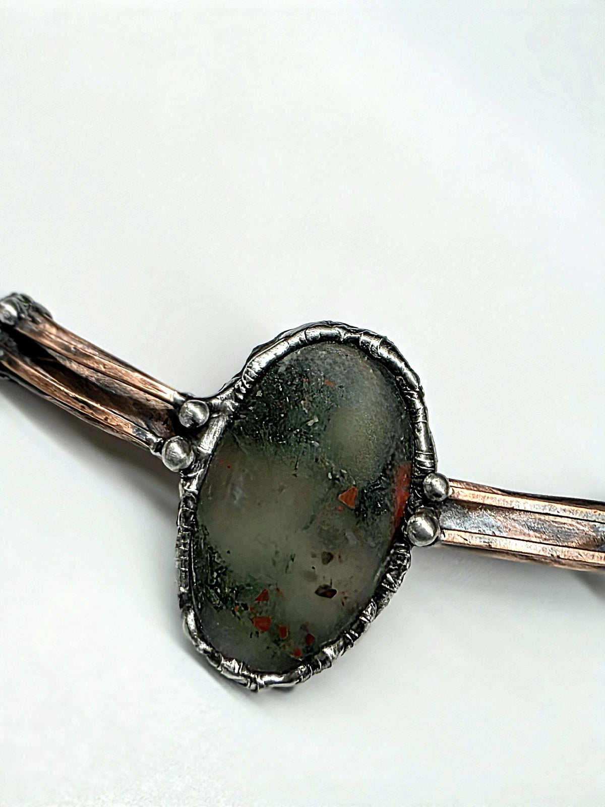 RESURGENT “Life Line” Necklace – Leather & Brass Bolo Style Pendant with Shield Stone Setting, Handcrafted Survivor Jewelry, Rustic Strength