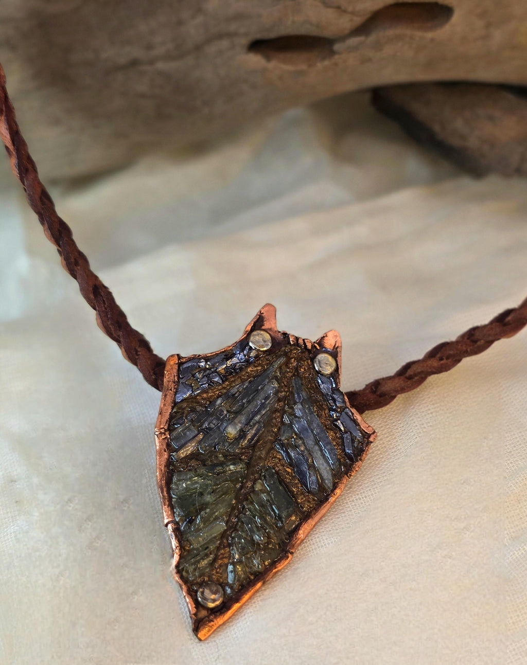 RESURGENT – We Knew Hell But Chose Not to Stay, “I Remain” Copper Necklace, Pearl & Hematite Pendant, Handmade Rustic Survivor.