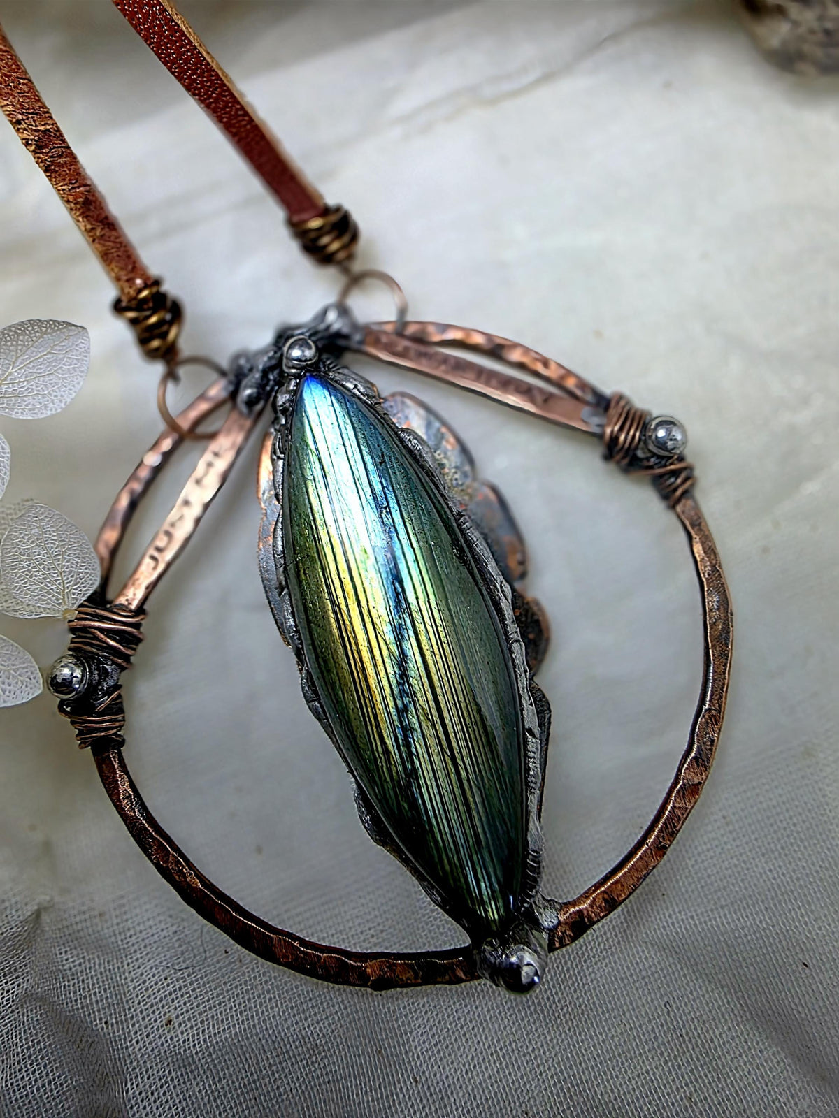 Just Me Labradorite Copper Pendant, No War Today Statement Necklace, Handmade One of a Kind Artisan Jewelry. Just me