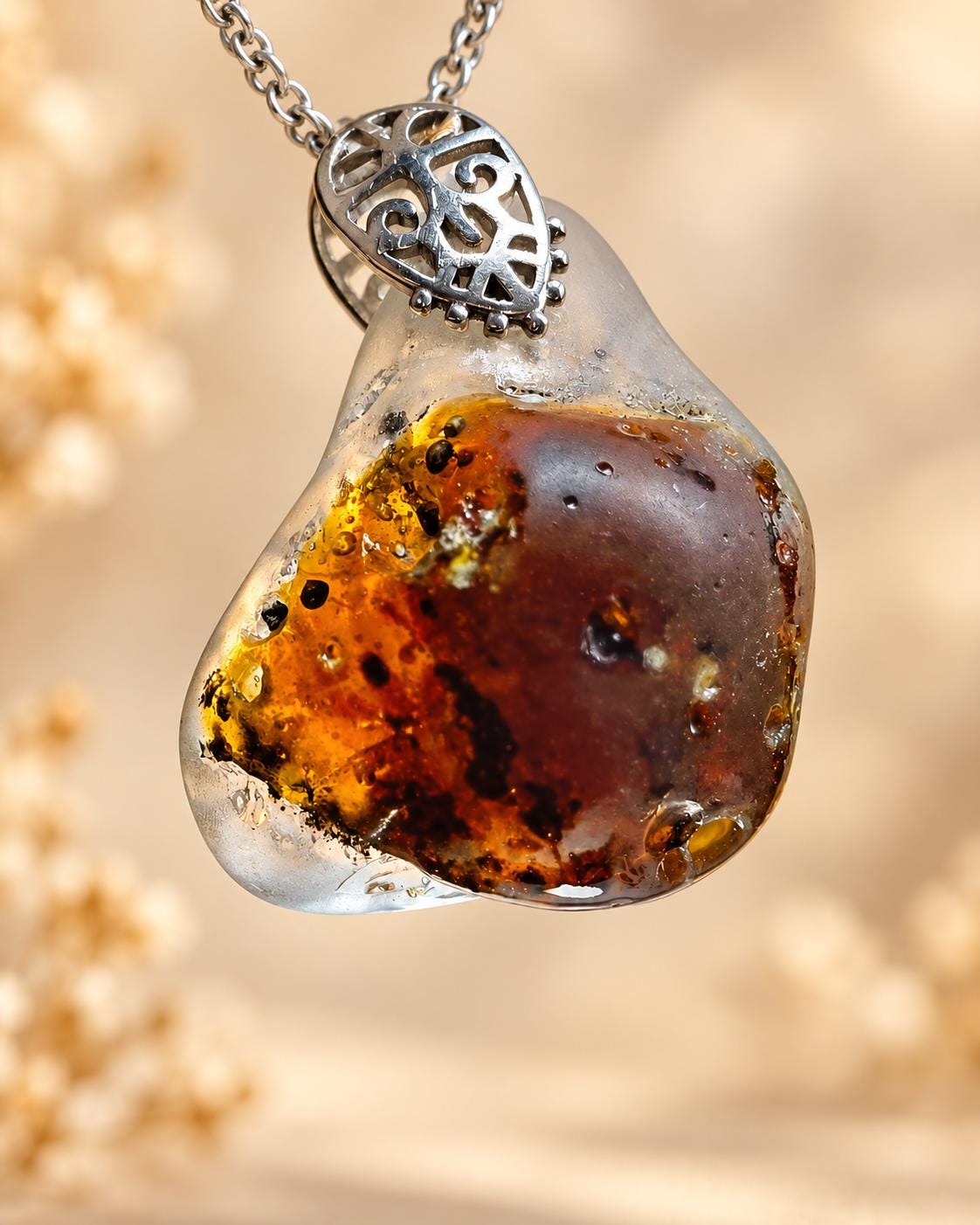 Just Me After the Fire Necklace, Bonfire Glass Pendant, Rustic Copper Statement Necklace, One of a Kind Artisan Jewelry