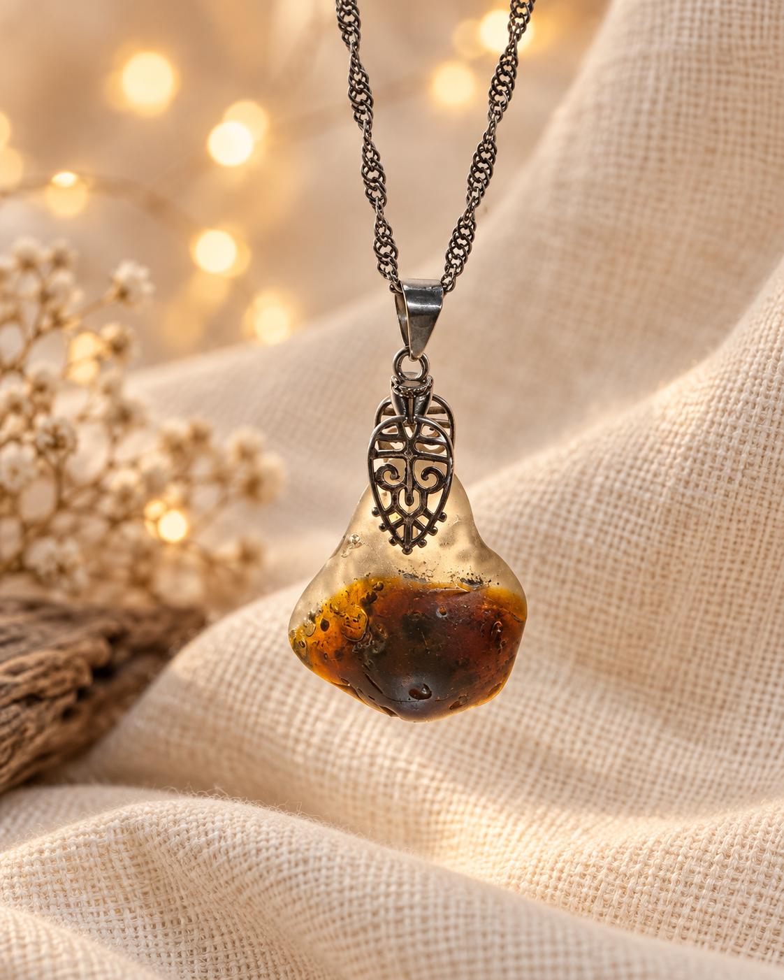 Just Me After the Fire Necklace, Bonfire Glass Pendant, Rustic Copper Statement Necklace, One of a Kind Artisan Jewelry