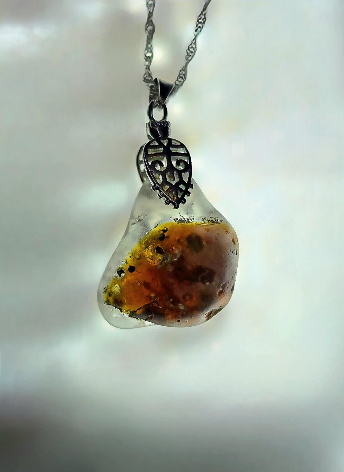 Just Me After the Fire Necklace, Bonfire Glass Pendant, Rustic Copper Statement Necklace, One of a Kind Artisan Jewelry