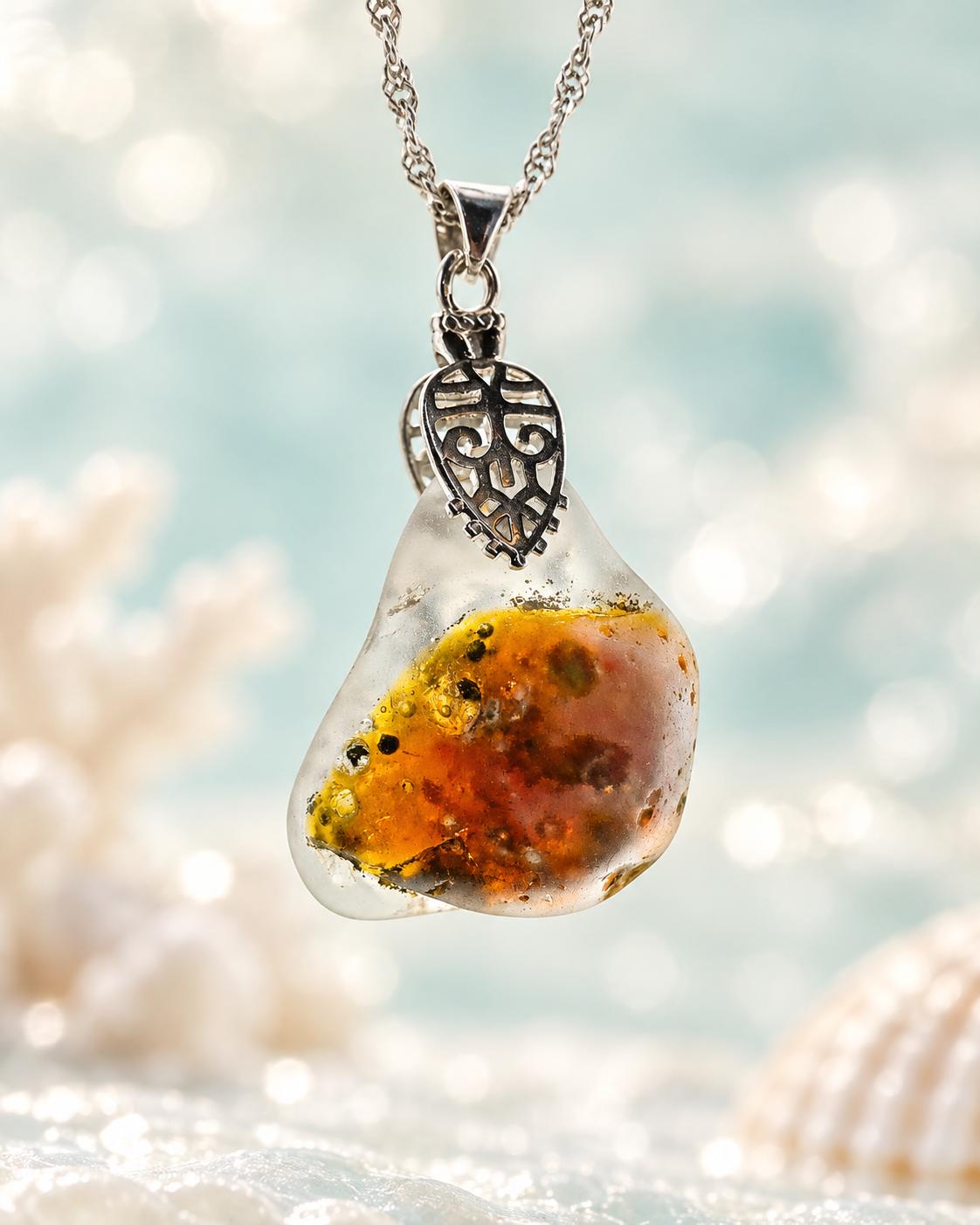 Just Me After the Fire Necklace, Bonfire Glass Pendant, Rustic Copper Statement Necklace, One of a Kind Artisan Jewelry