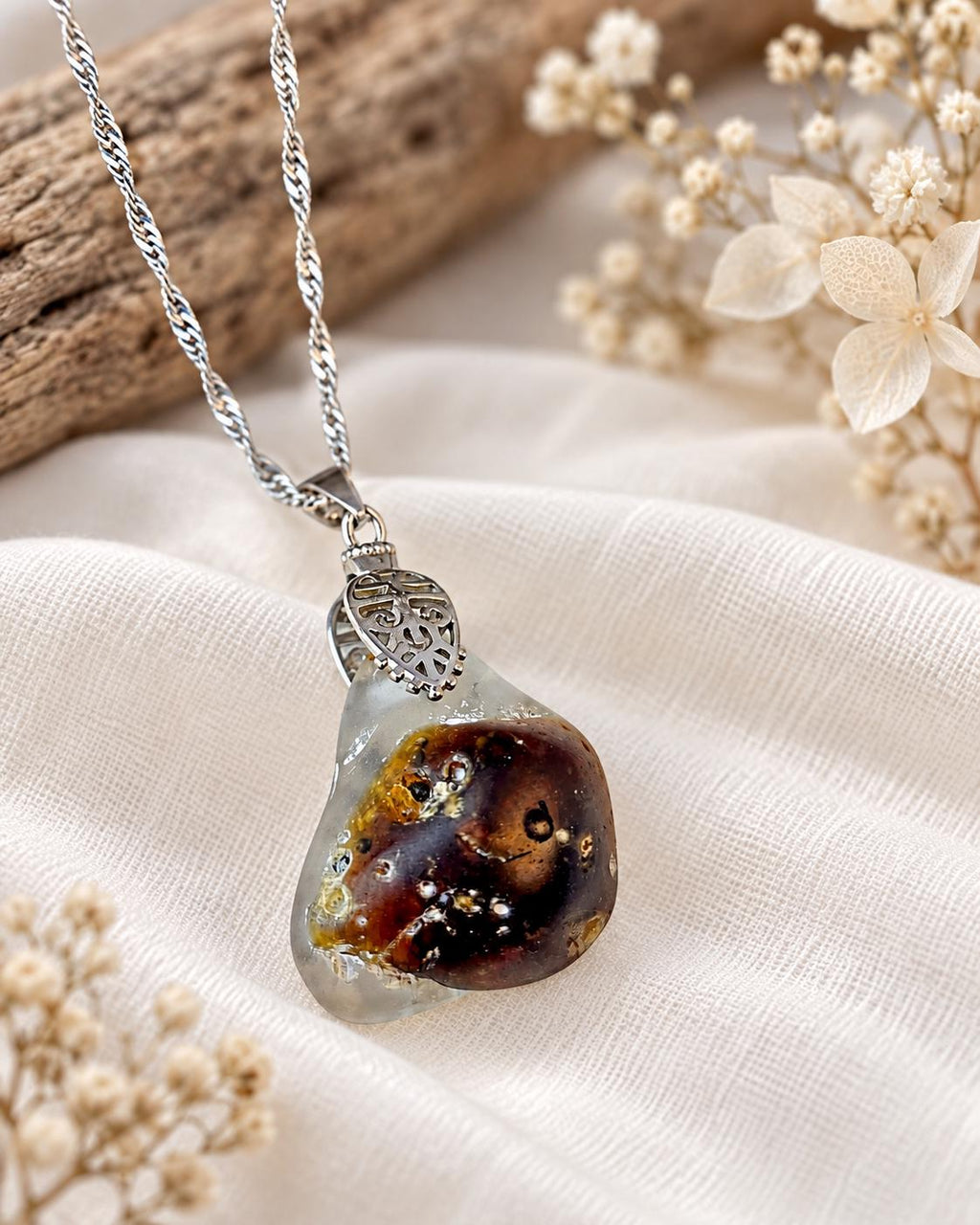 Just Me After the Fire Necklace, Bonfire Glass Pendant, Rustic Copper Statement Necklace, One of a Kind Artisan Jewelry