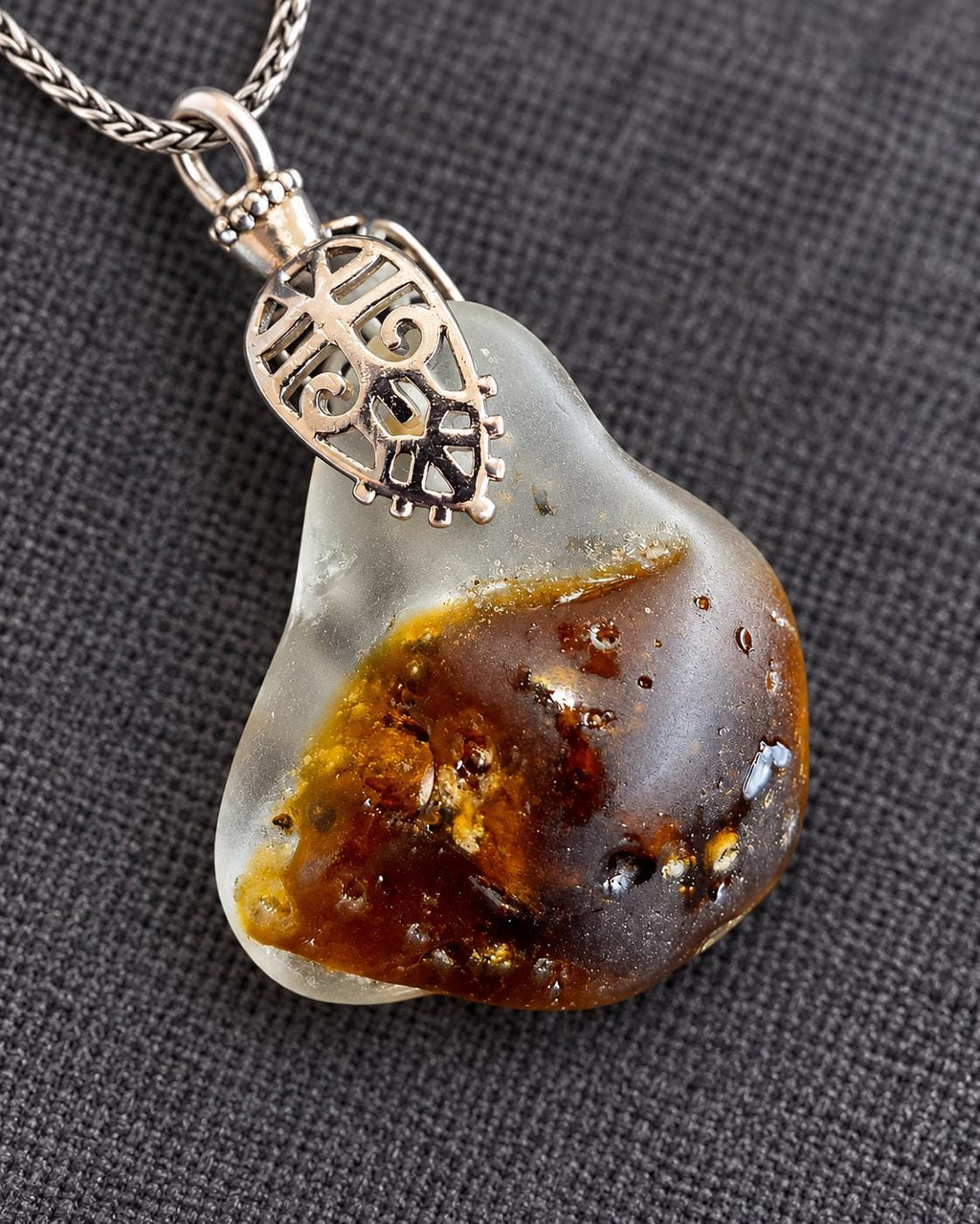 Just Me After the Fire Necklace, Bonfire Glass Pendant, Rustic Copper Statement Necklace, One of a Kind Artisan Jewelry