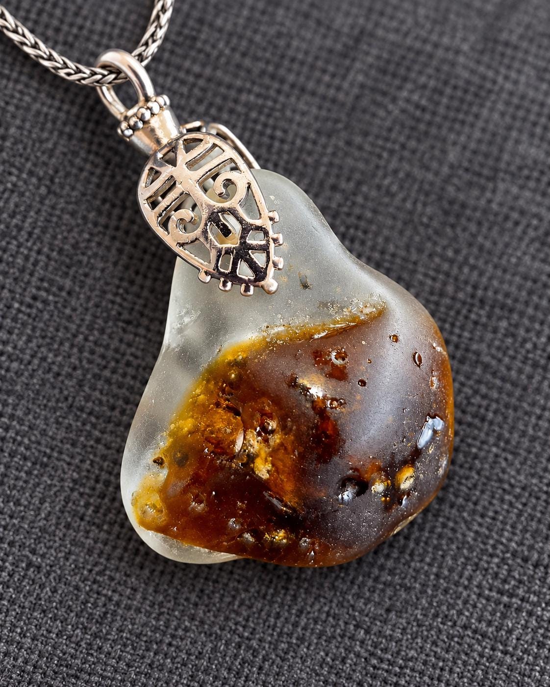 Just Me After the Fire Necklace, Bonfire Glass Pendant, Rustic Copper Statement Necklace, One of a Kind Artisan Jewelry