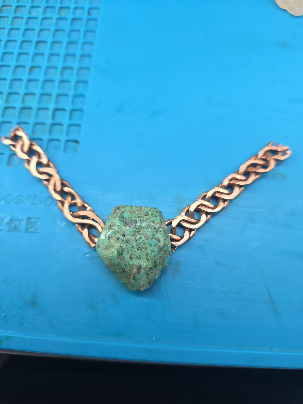 Just Me Rooted Necklace, Raw Turquoise Statement Necklace, Handmade Copper Chain Jewelry, Rustic Mixed Metal Artisan Necklace
