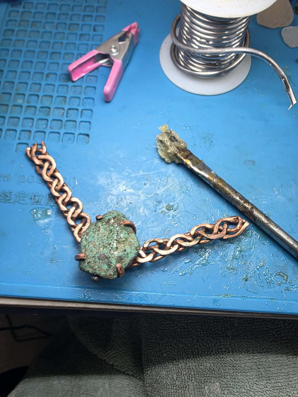 Just Me Rooted Necklace, Raw Turquoise Statement Necklace, Handmade Copper Chain Jewelry, Rustic Mixed Metal Artisan Necklace